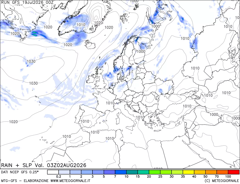 mappa Precipitazioni e pressione SLM