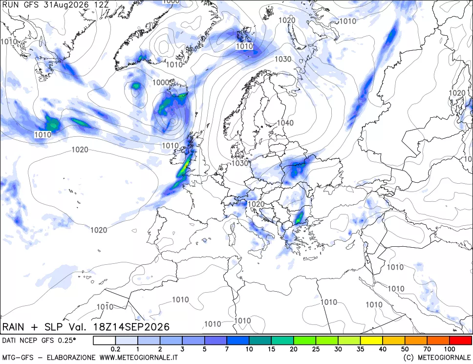 mappa Precipitazioni e pressione SLM