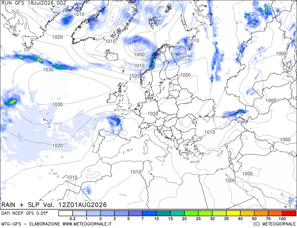 mappa Precipitazioni e pressione SLM