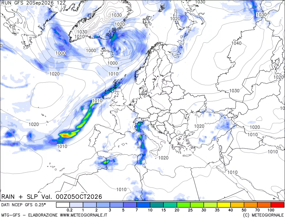 mappa Precipitazioni e pressione SLM