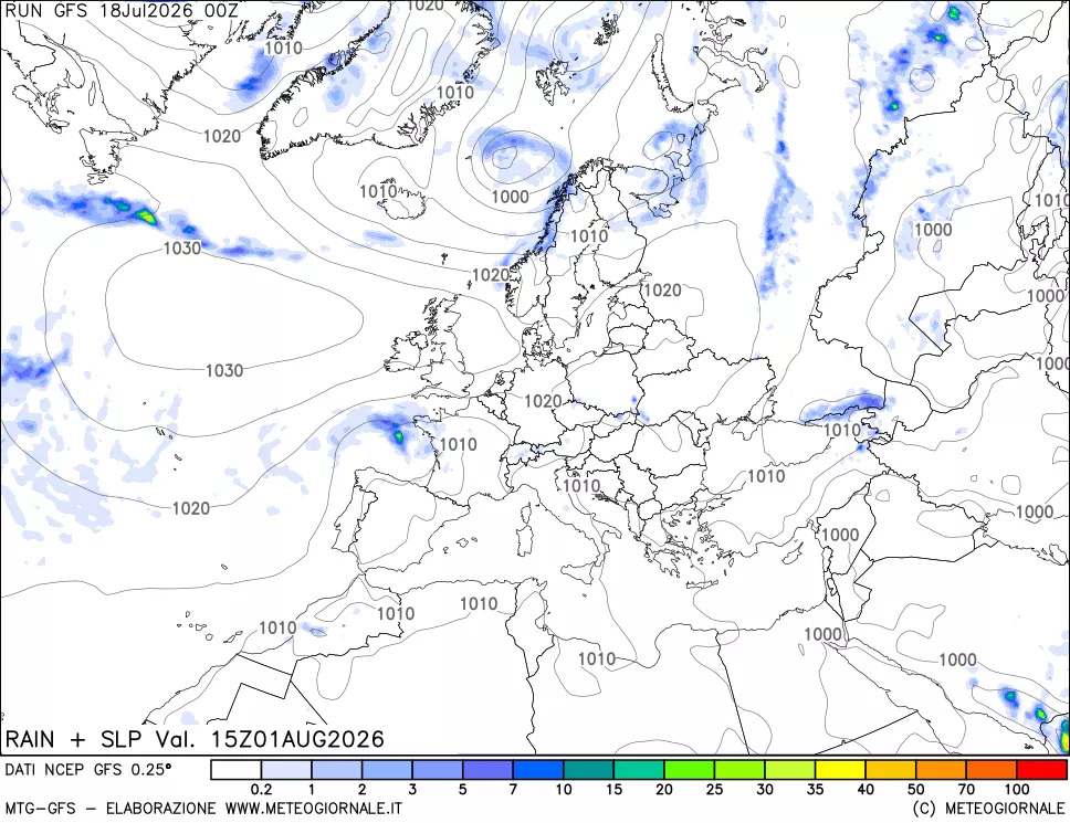 mappa Precipitazioni e pressione SLM