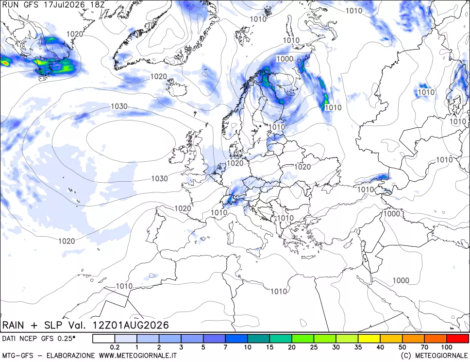 mappa Precipitazioni e pressione SLM