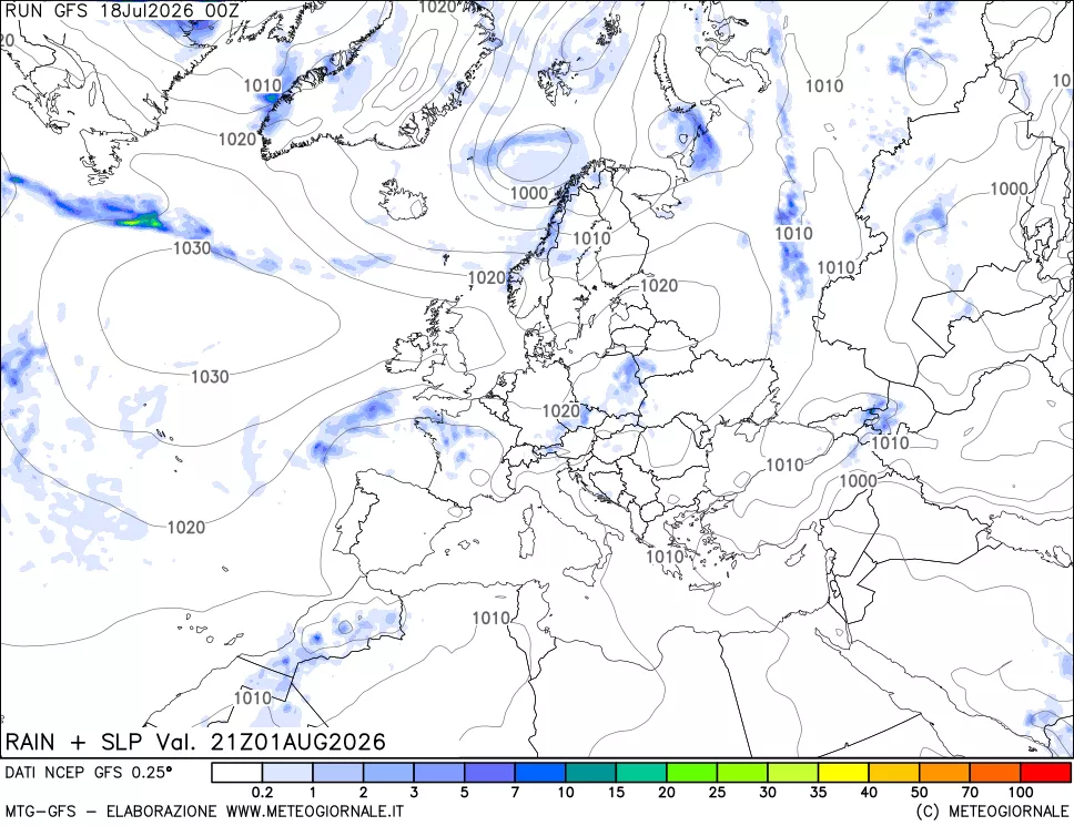 mappa Precipitazioni e pressione SLM