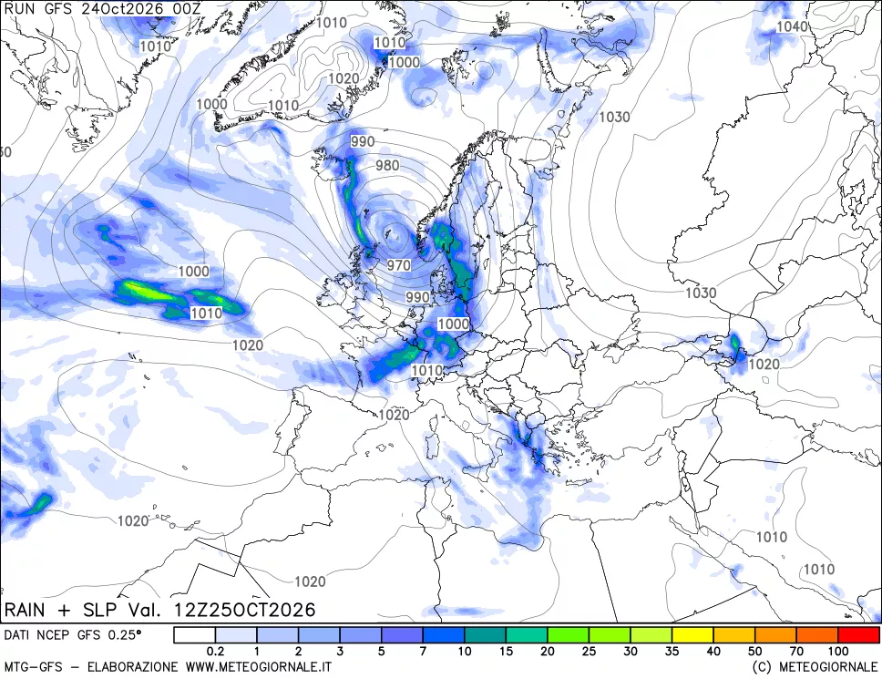 mappa Precipitazioni e pressione SLM