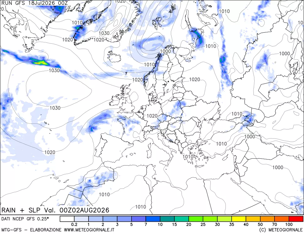 mappa Precipitazioni e pressione SLM