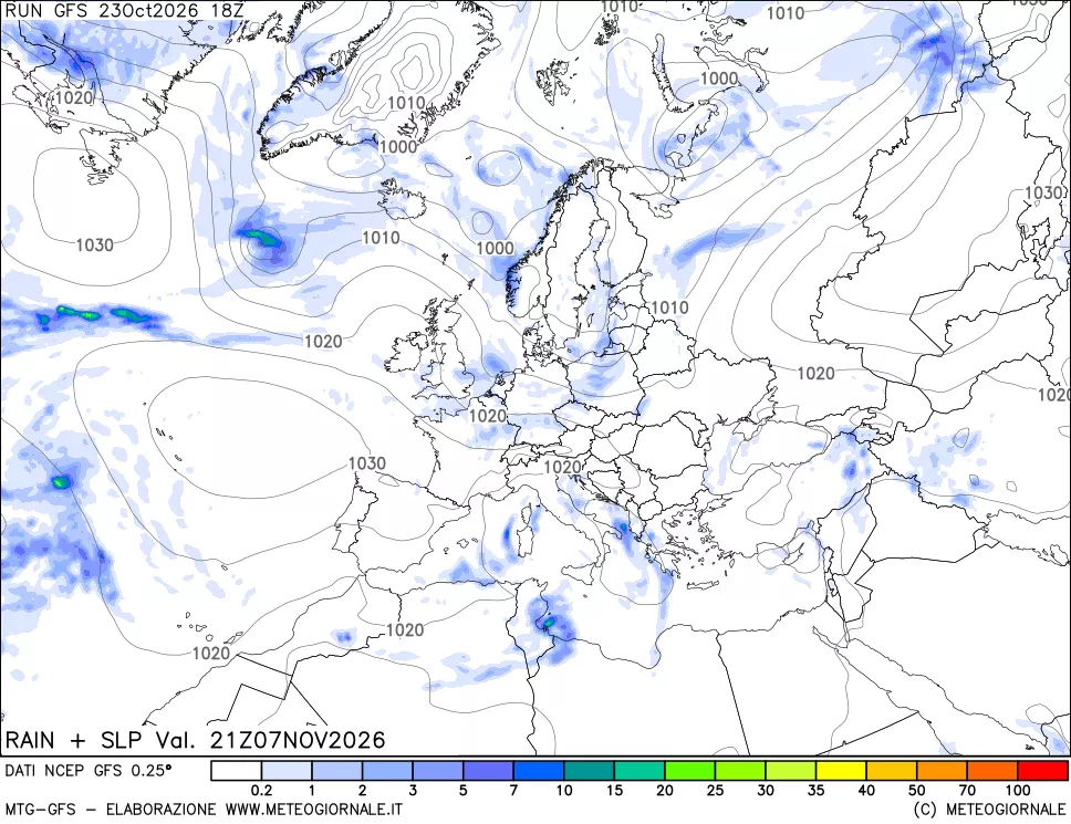 mappa Precipitazioni e pressione SLM