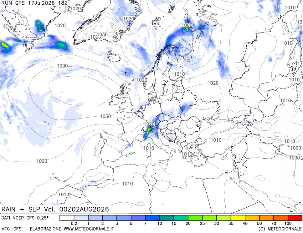 mappa Precipitazioni e pressione SLM