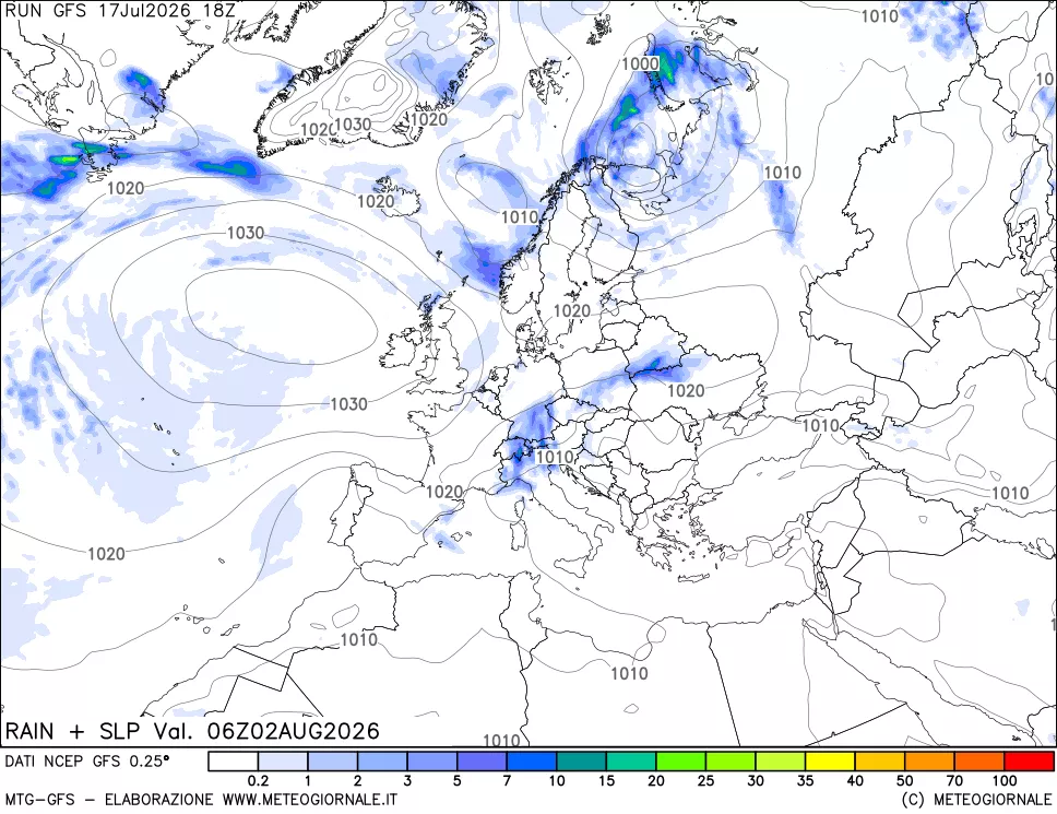 mappa Precipitazioni e pressione SLM