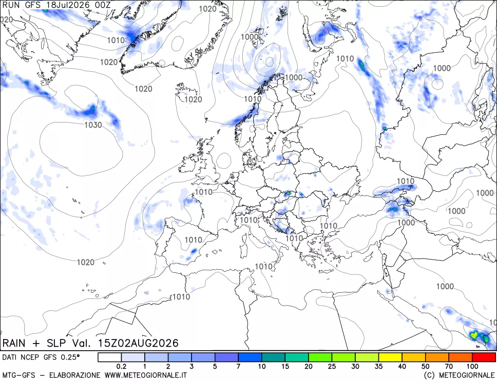 mappa Precipitazioni e pressione SLM