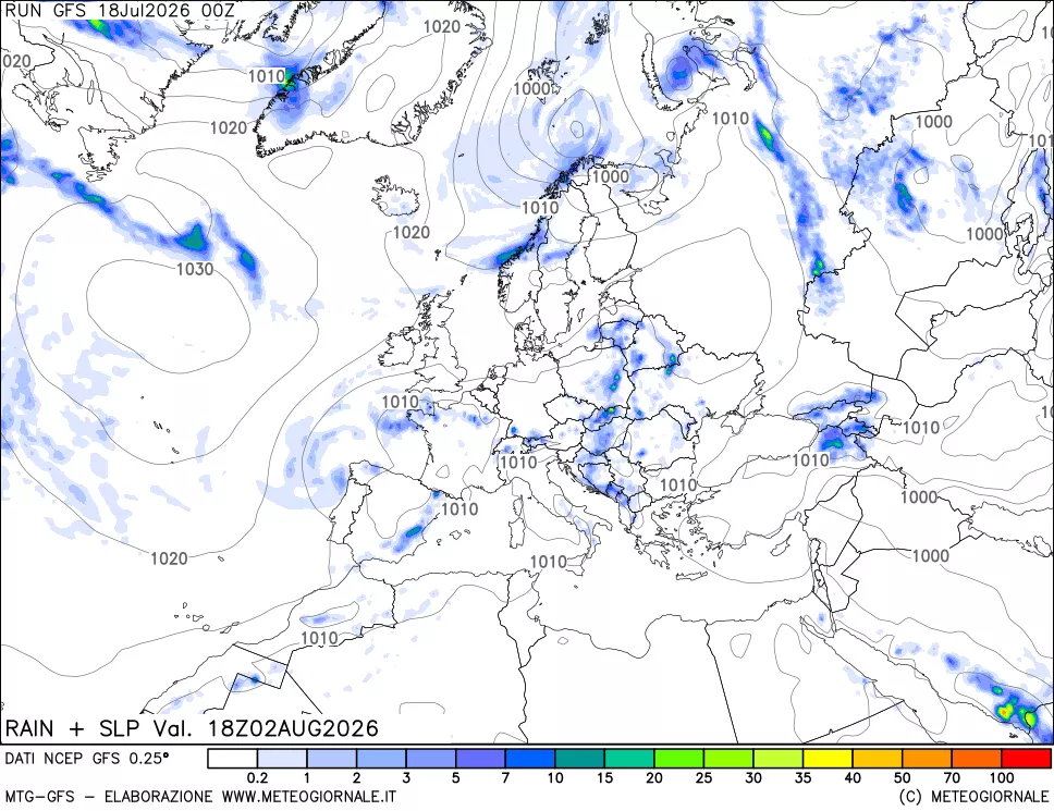 mappa Precipitazioni e pressione SLM