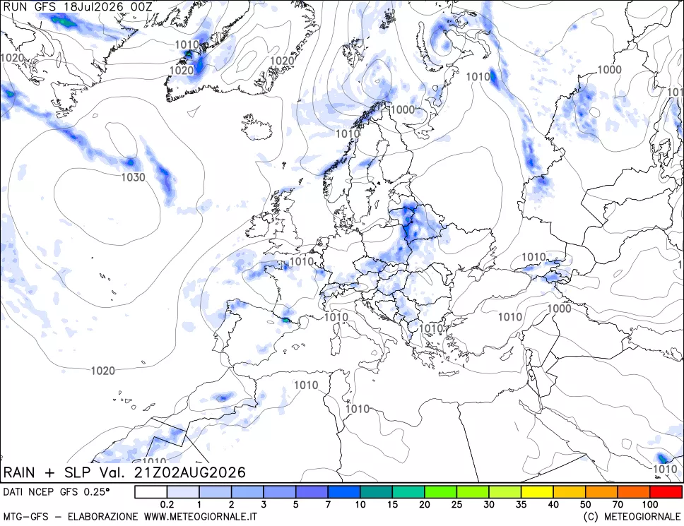 mappa Precipitazioni e pressione SLM