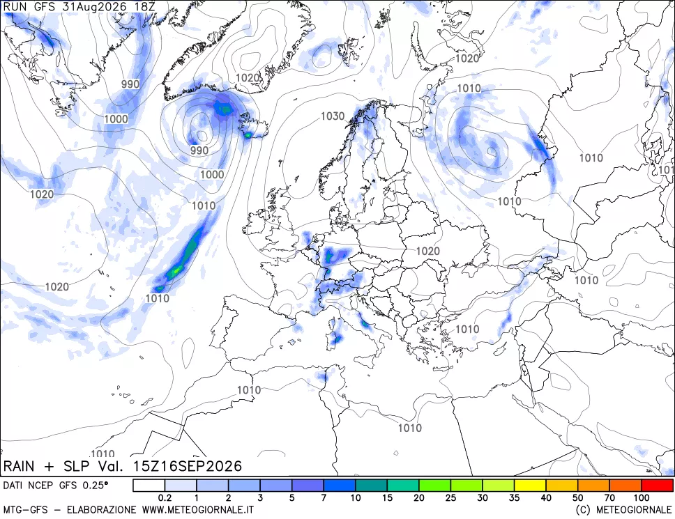 mappa Precipitazioni e pressione SLM