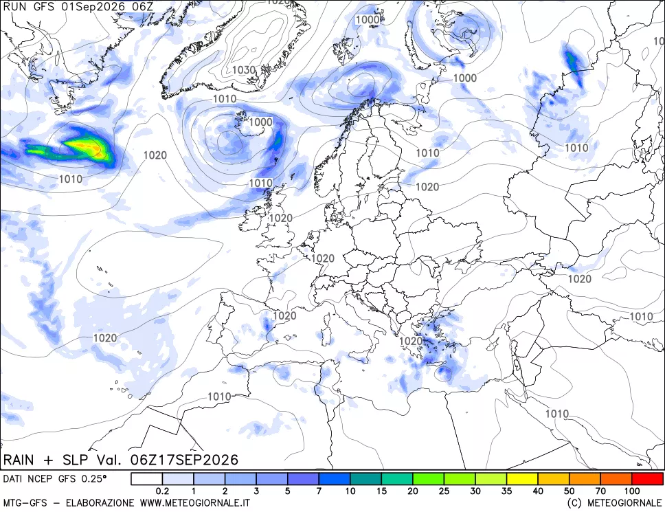 mappa Precipitazioni e pressione SLM
