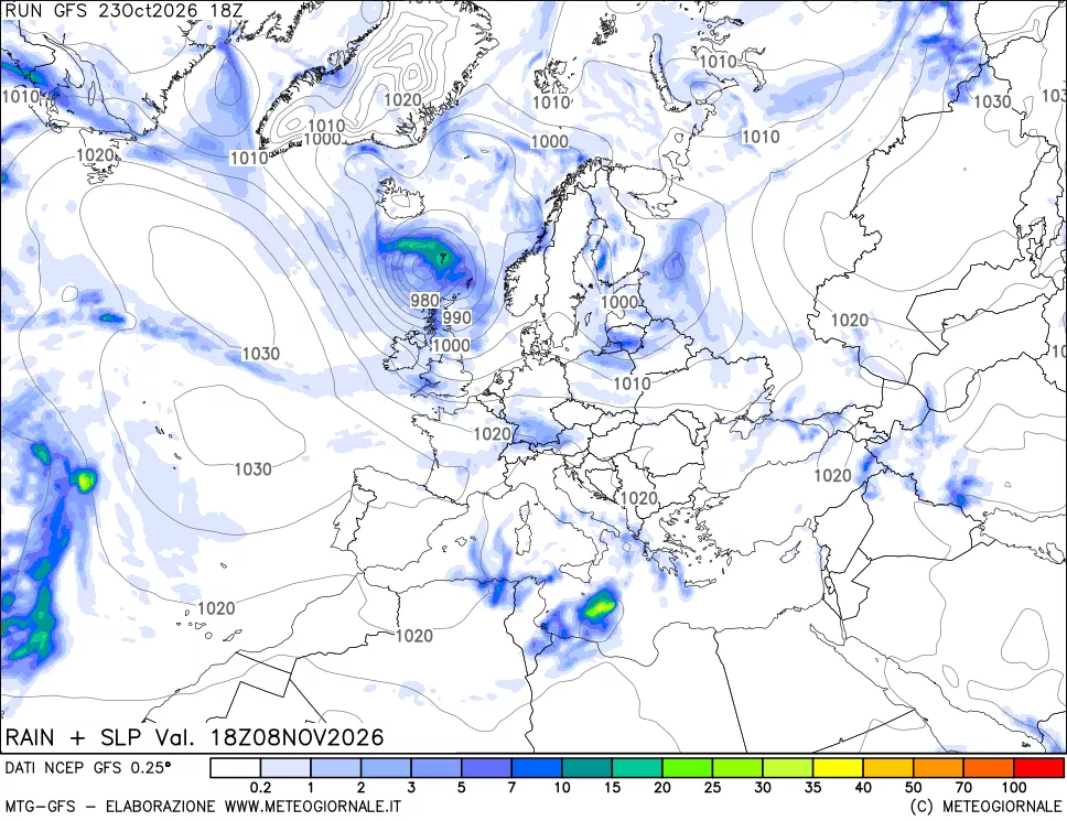 mappa Precipitazioni e pressione SLM