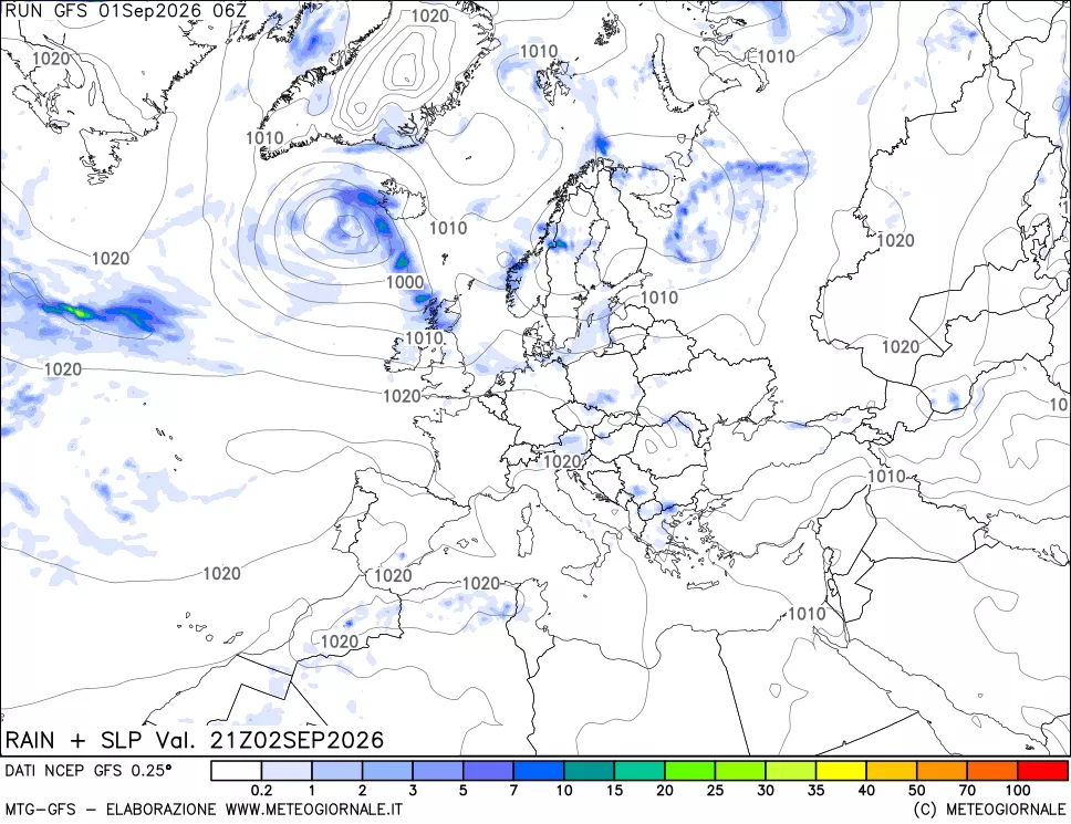 mappa Precipitazioni e pressione SLM
