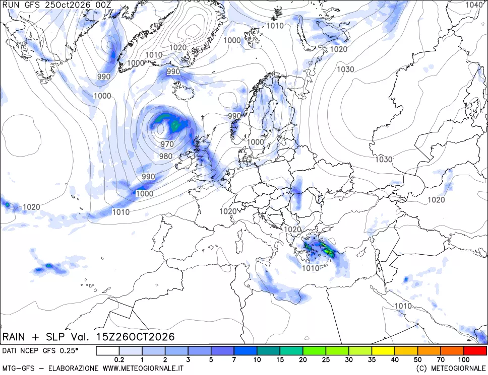 mappa Precipitazioni e pressione SLM