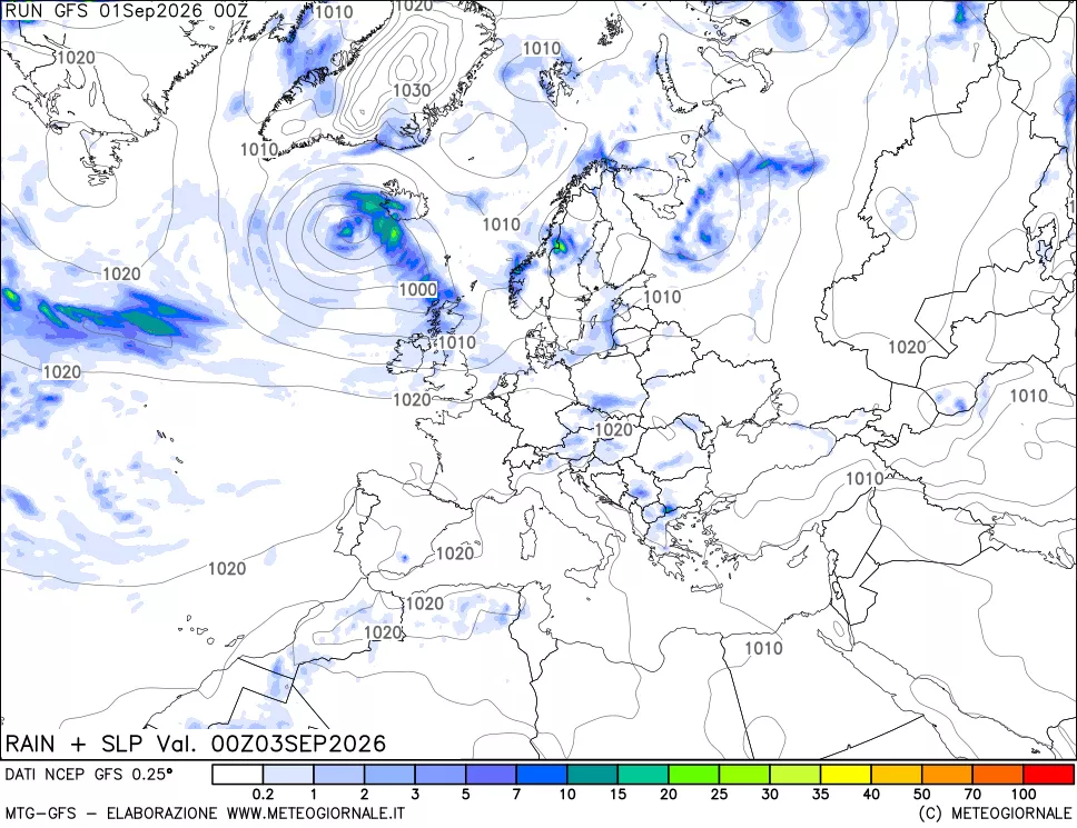 mappa Precipitazioni e pressione SLM