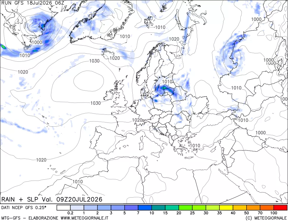 mappa Precipitazioni e pressione SLM