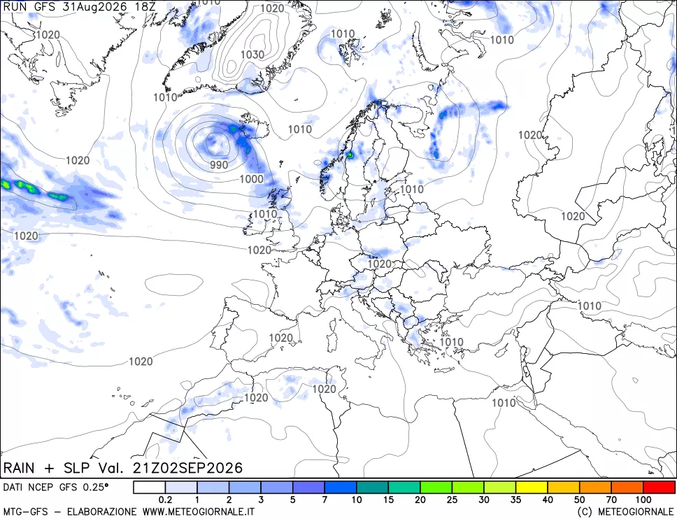 mappa Precipitazioni e pressione SLM