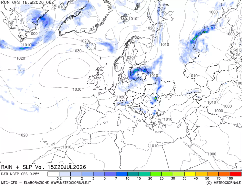 mappa Precipitazioni e pressione SLM