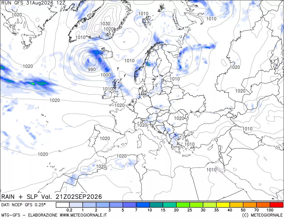 mappa Precipitazioni e pressione SLM