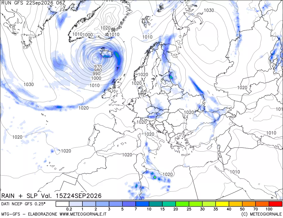 mappa Precipitazioni e pressione SLM