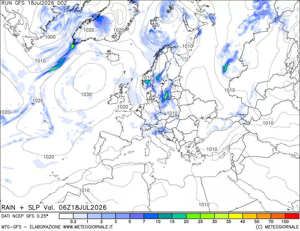 mappa Precipitazioni e pressione SLM