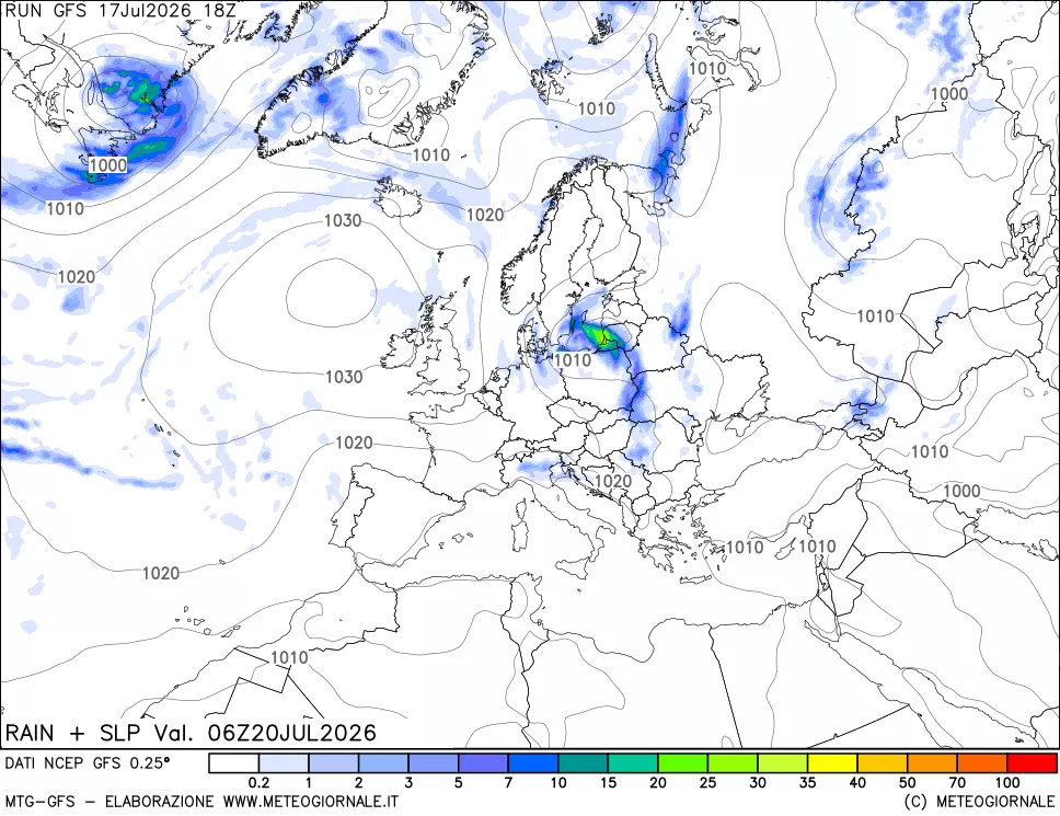 mappa Precipitazioni e pressione SLM