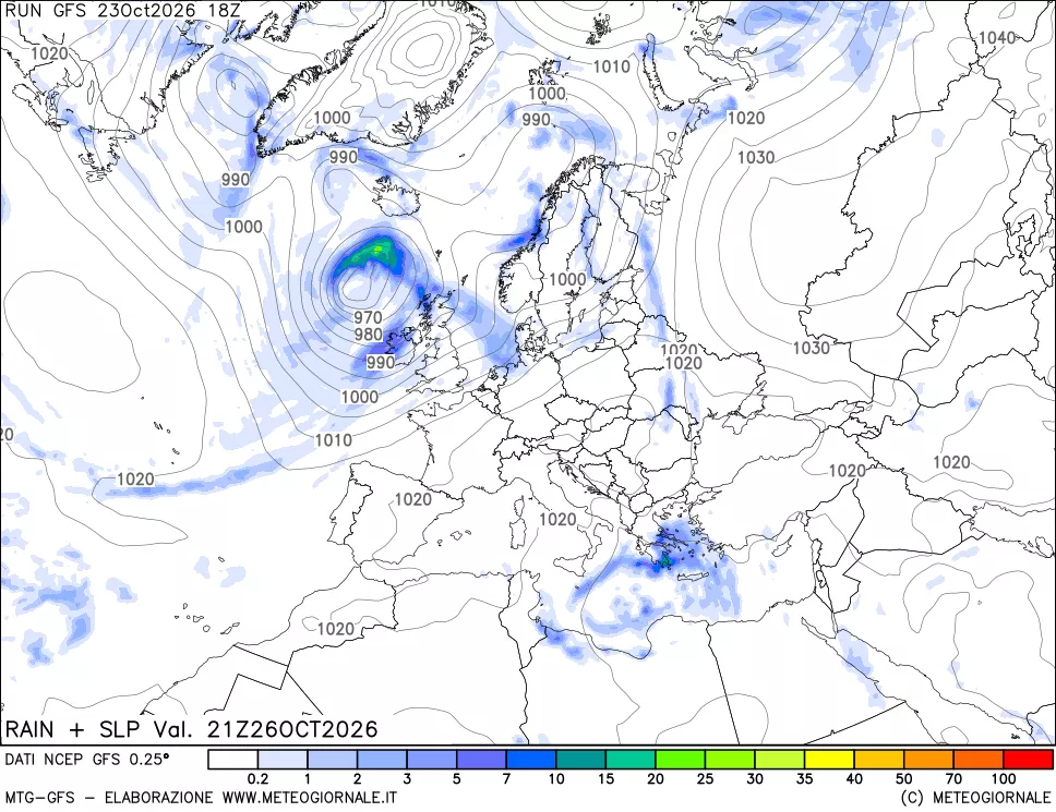 mappa Precipitazioni e pressione SLM