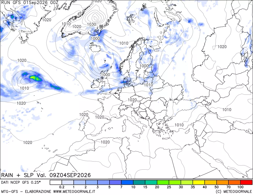 mappa Precipitazioni e pressione SLM