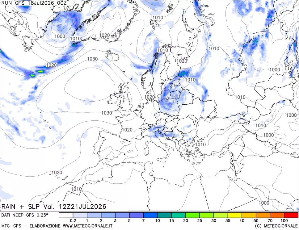 mappa Precipitazioni e pressione SLM
