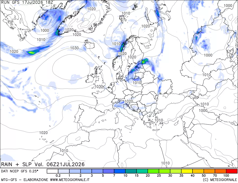 mappa Precipitazioni e pressione SLM