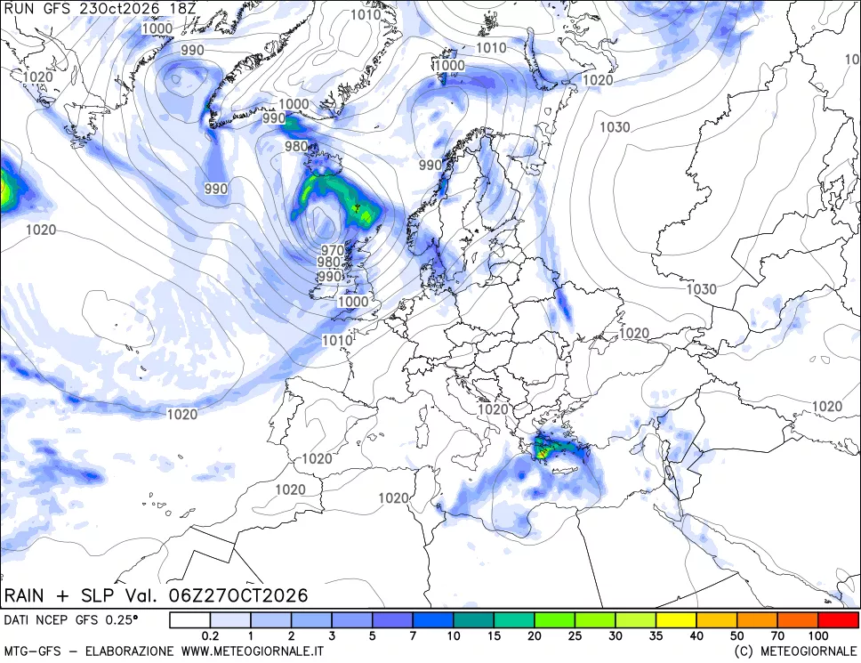 mappa Precipitazioni e pressione SLM