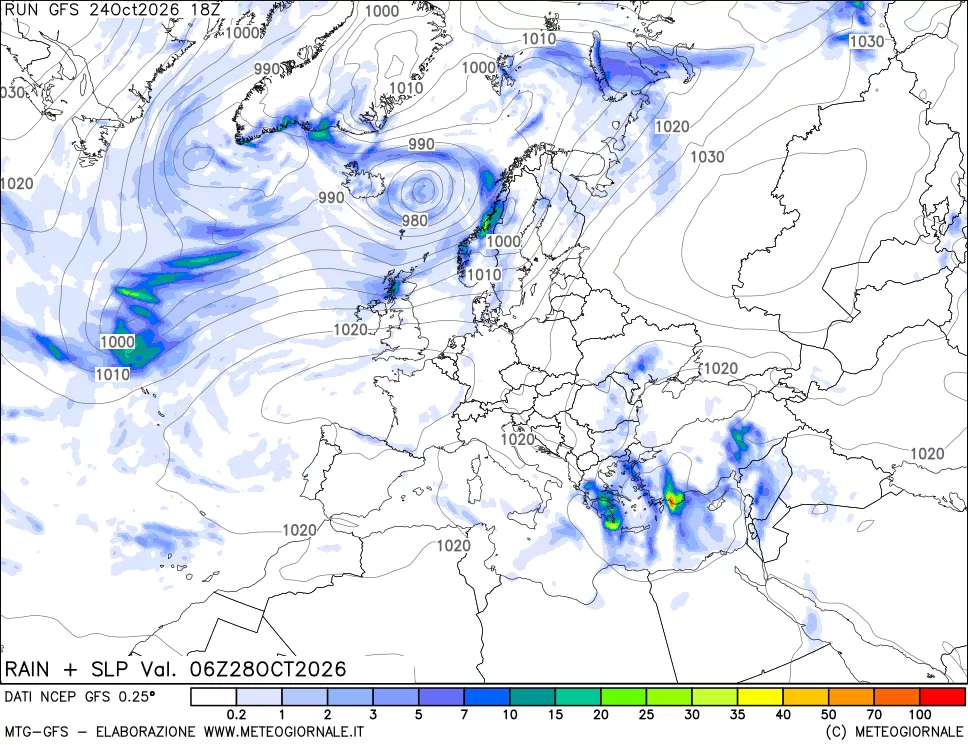 mappa Precipitazioni e pressione SLM