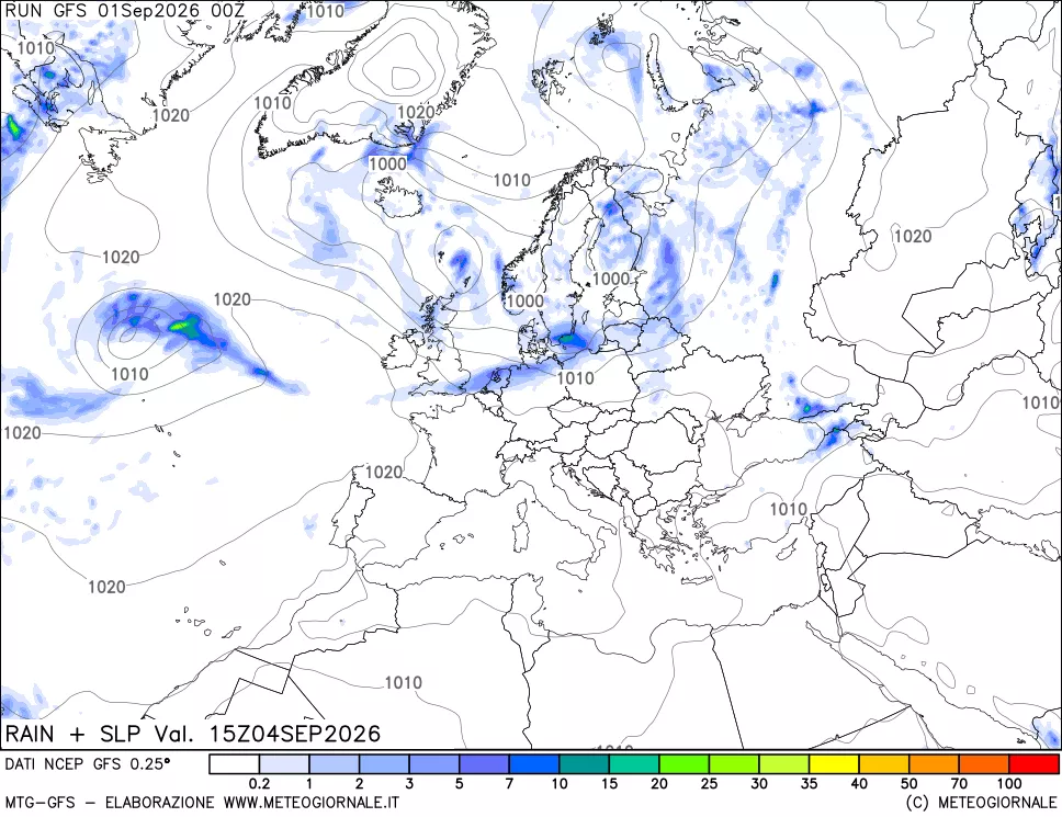 mappa Precipitazioni e pressione SLM
