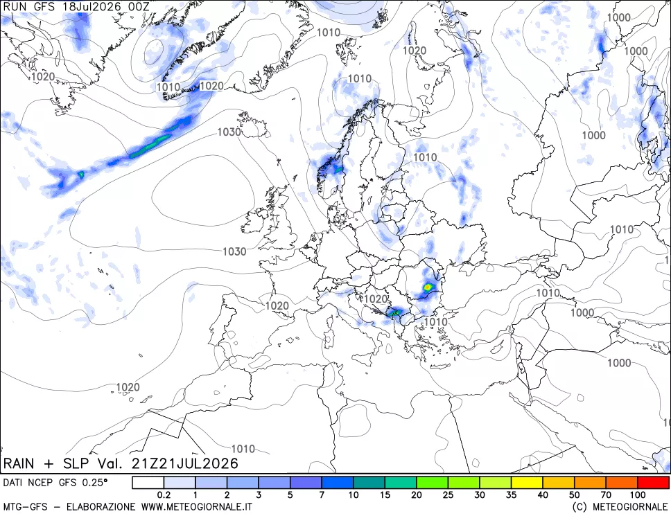 mappa Precipitazioni e pressione SLM