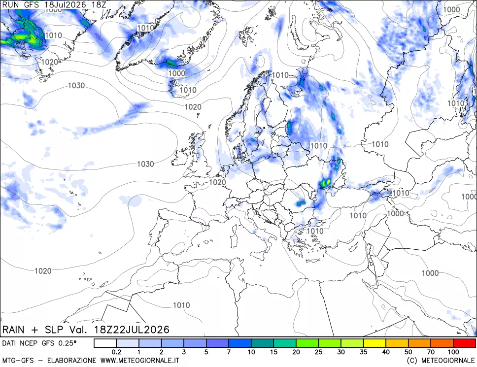 mappa Precipitazioni e pressione SLM
