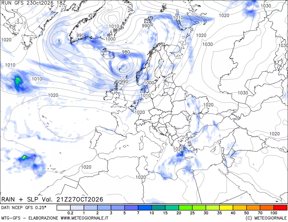 mappa Precipitazioni e pressione SLM