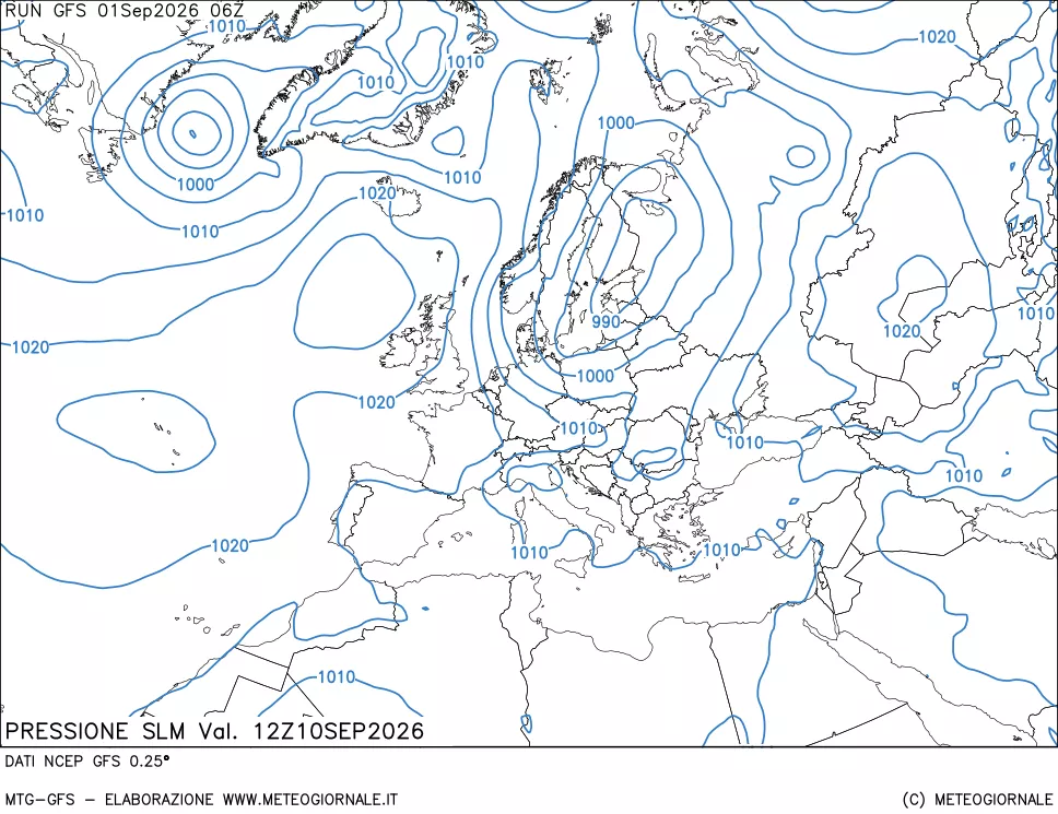 mappa Pressione sul livello del mare