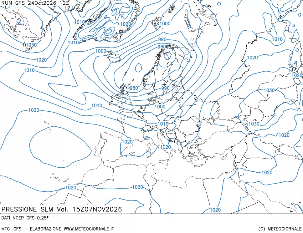 mappa Pressione sul livello del mare