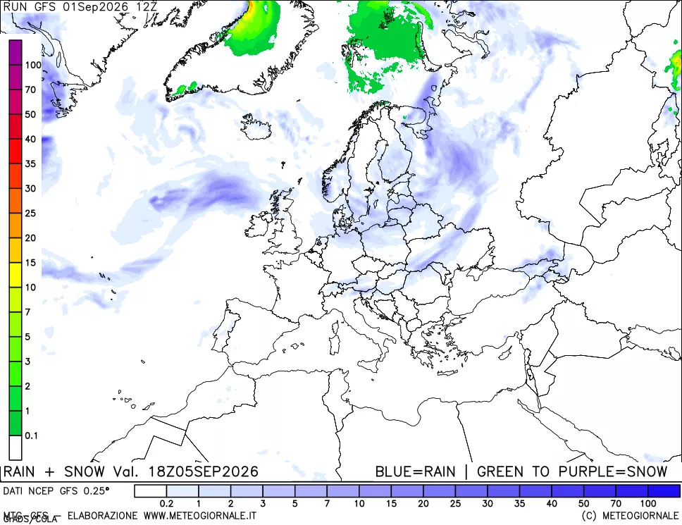 mappa Precipitazioni totali e nevose