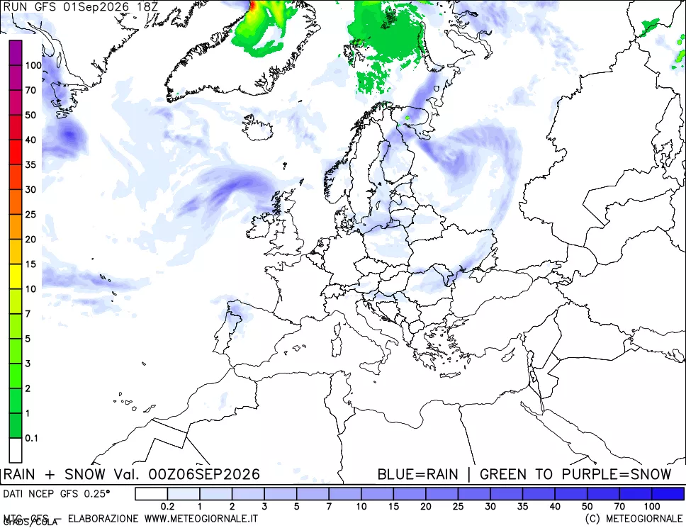 mappa Precipitazioni totali e nevose