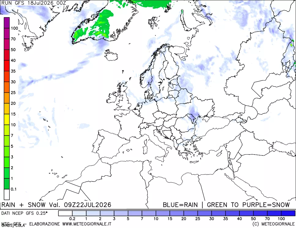 mappa Precipitazioni totali e nevose