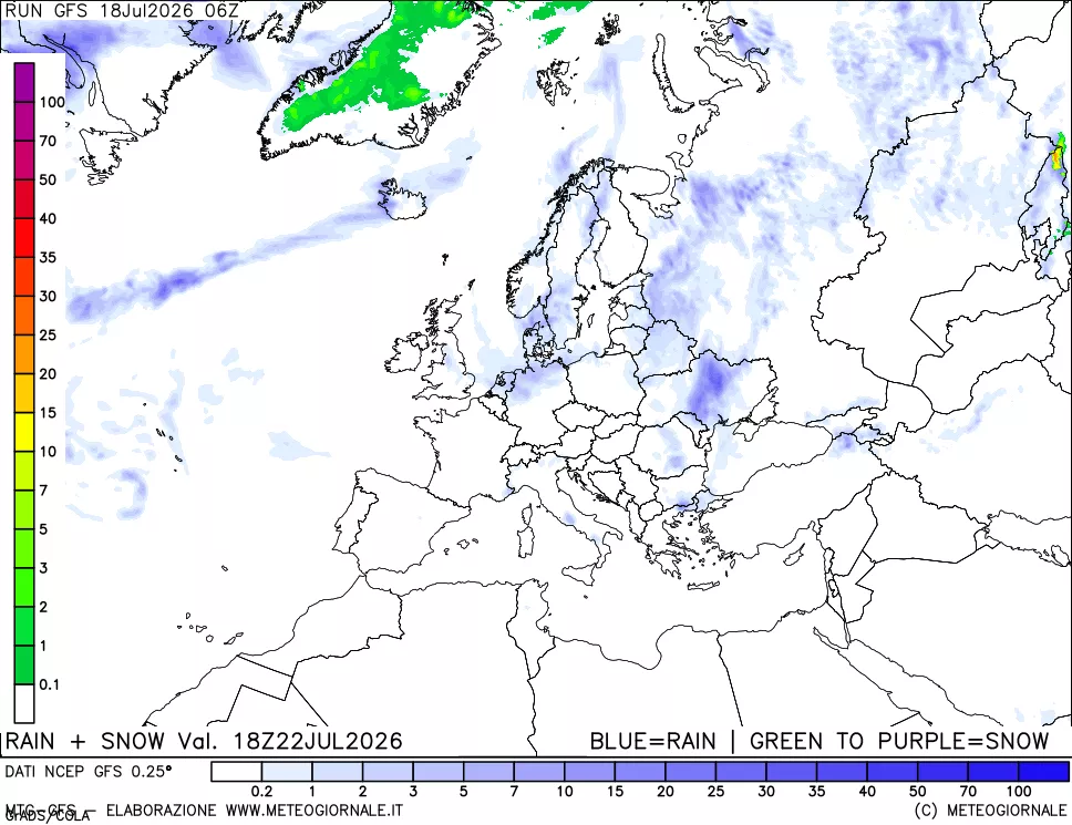 mappa Precipitazioni totali e nevose