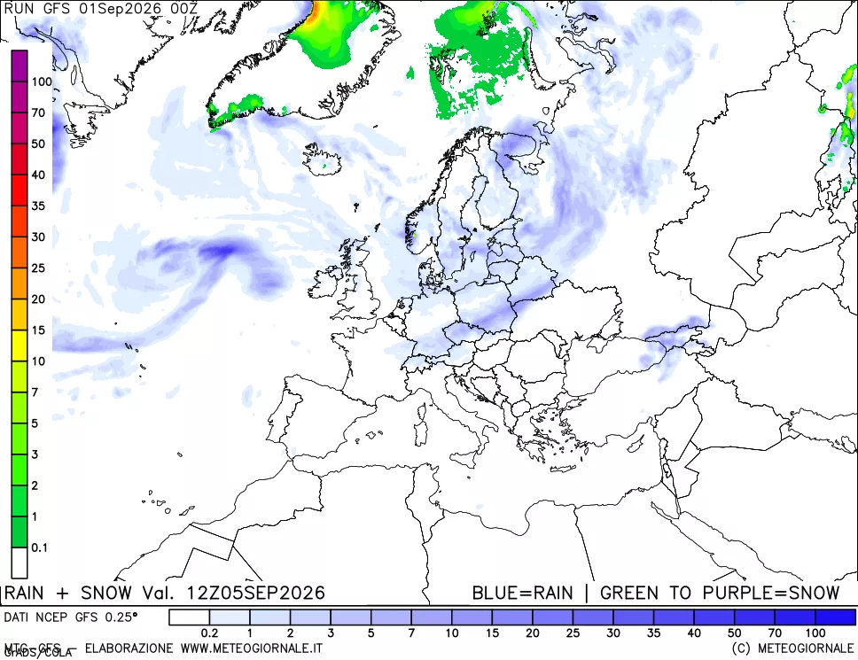 mappa Precipitazioni totali e nevose