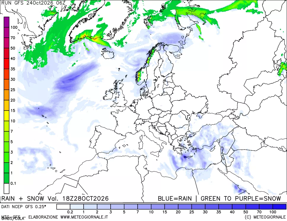 mappa Precipitazioni totali e nevose