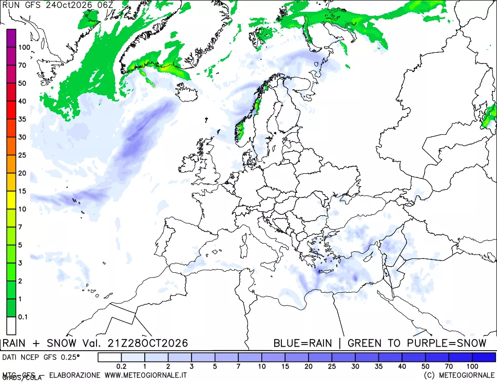mappa Precipitazioni totali e nevose
