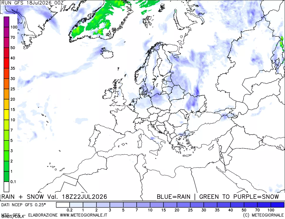 mappa Precipitazioni totali e nevose