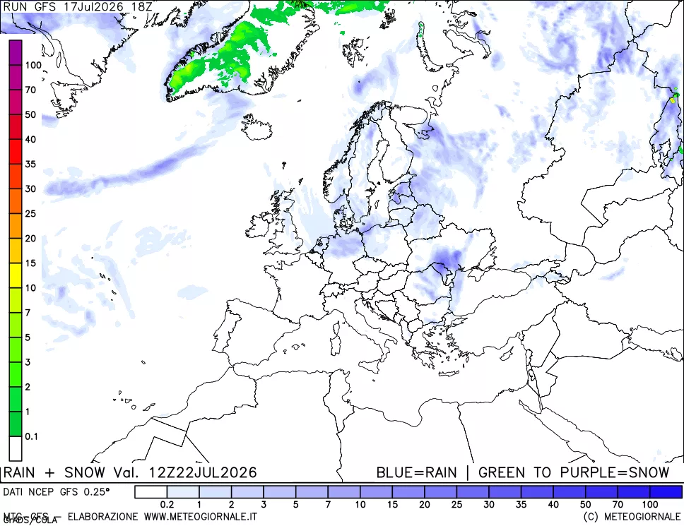 mappa Precipitazioni totali e nevose