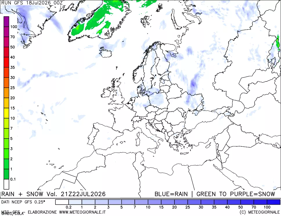 mappa Precipitazioni totali e nevose